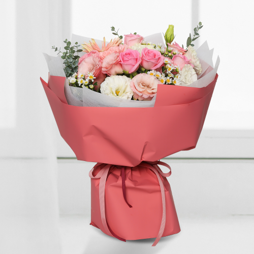 핑크 장미 꽃다발 · 약 40cm 상품 이미지